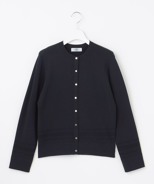 カーディガン 「洗える」RAYON ELITE STRETCH クルーネック