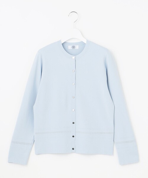 カーディガン 「洗える」RAYON ELITE STRETCH クルーネック