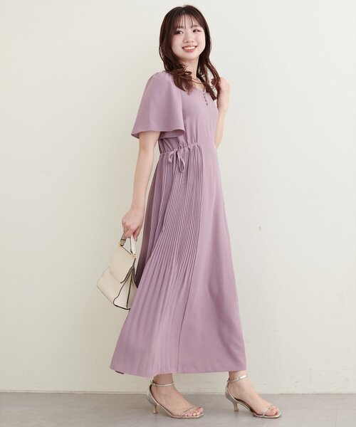 natural couture ワンピース 「canami」両サイドプリーツフレア