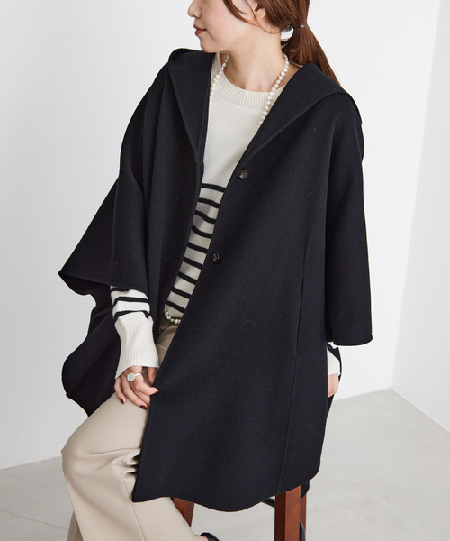 IENA イエナパイピングポンチョコート ケープコート カシミヤ混 IENA