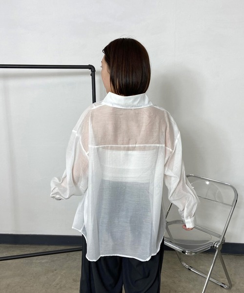 CRB ブラウス シャツ レイヤー風シアーシャツ レディース