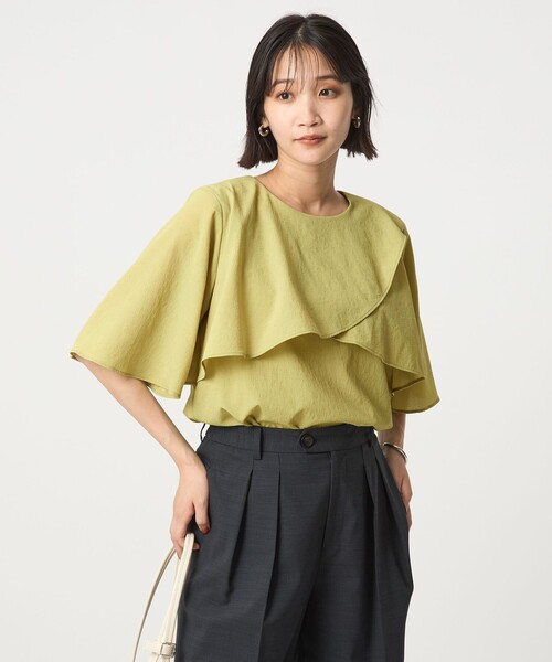 green label Breeze Cool ケープ ブラウス lime green label relaxing ブラウス シャツ Breeze Cool ケープ