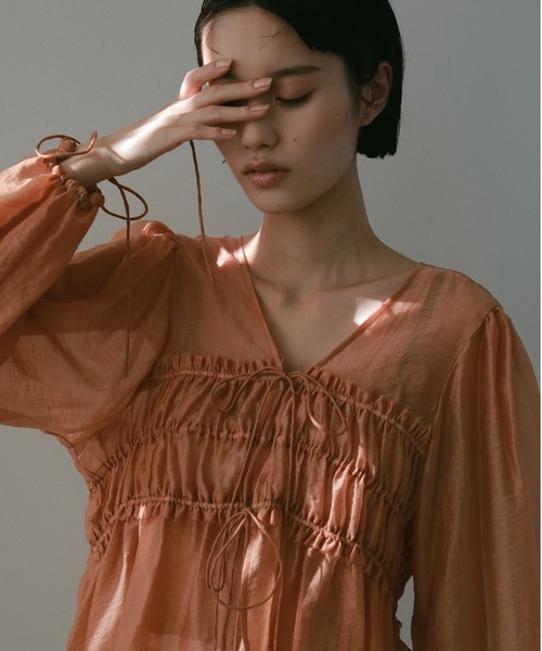 CASA FLINE ブラウス シャツ シャーリングチュニックトップス
