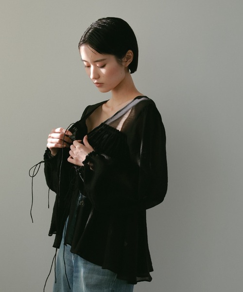 ブラウス シャツ シャーリングチュニックトップス レディース CASA FLINE ブラウス シャツ シャーリングチュニックトップス