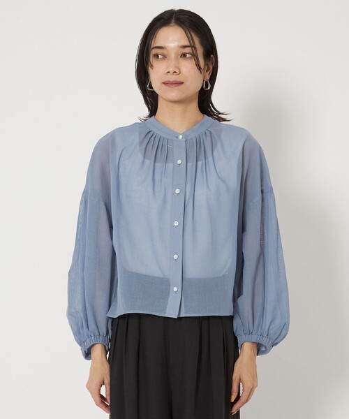 【保障できる】 label green relaxing ハオリ ギャザー シアー シャツ ブラウス スカート