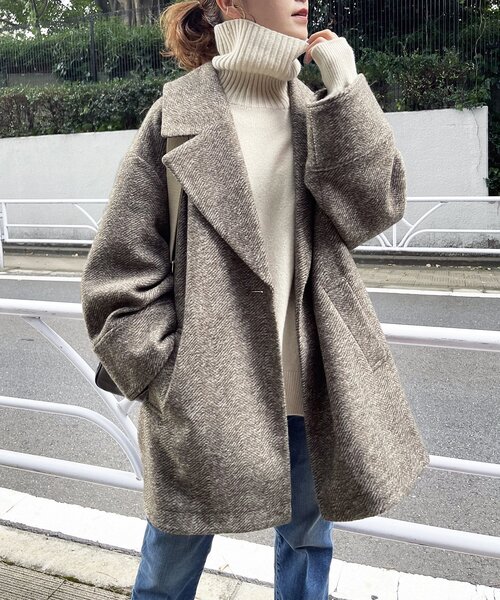 【Spick and Span】美品 ウールヘリンボンジャケット ブラウン 38 Spick and Span】ウールヘリンボンジャケット ブラウン 38
