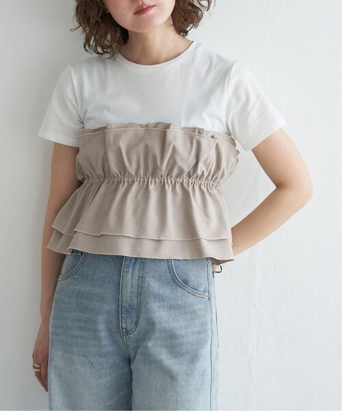tシャツ ビスチェライクドッキングプルオーバー レディース VIS(ビス) / 【新色追加】【美easy】釦ビスチェTシャツ