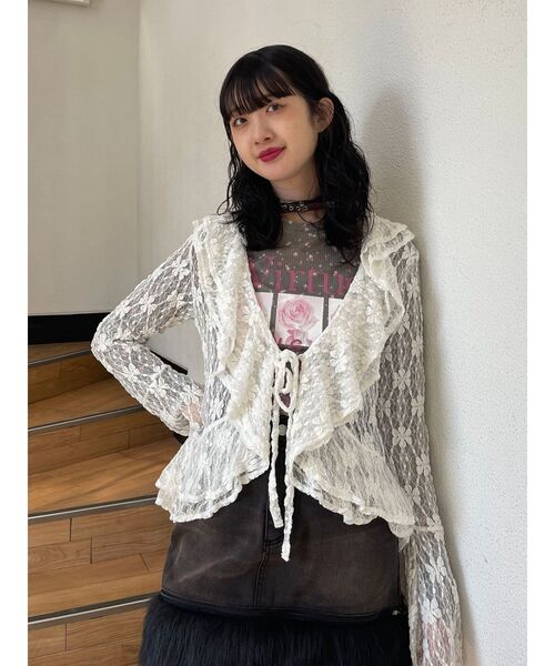 jouetie（ジュエティ） ブラウス シャツ ラッフルフリルレースブラウス