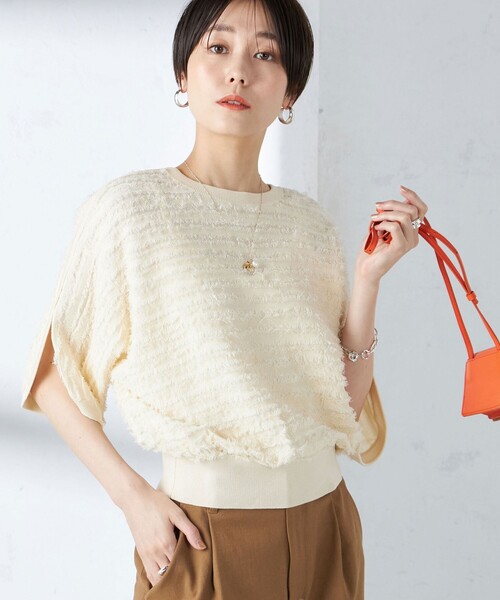 「SHIPS」 半袖ニット ONE SIZE ナチュラル レディース