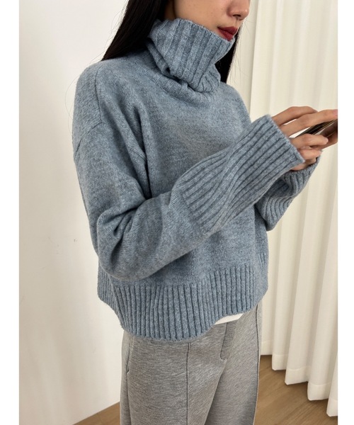 「Didot.showroom」 タートルネックニット FREE ブルー レディース_画像2