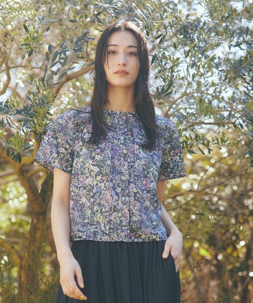 L AMACA アマカ 刺繍 花柄 フラワー ブラウス シャツ M 38 AMACA（アマカ） ブラウス シャツ 「Anniversary Piece」ワイルド
