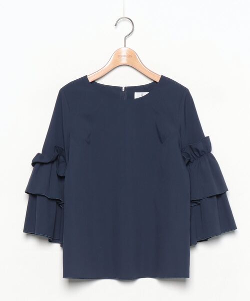 「LANVIN en Bleu」 7分袖ブラウス 38 ネイビー レディース