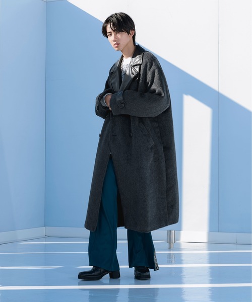 「Ellno Loset」 チェスターコート LARGE ライトグレー メンズ_画像2