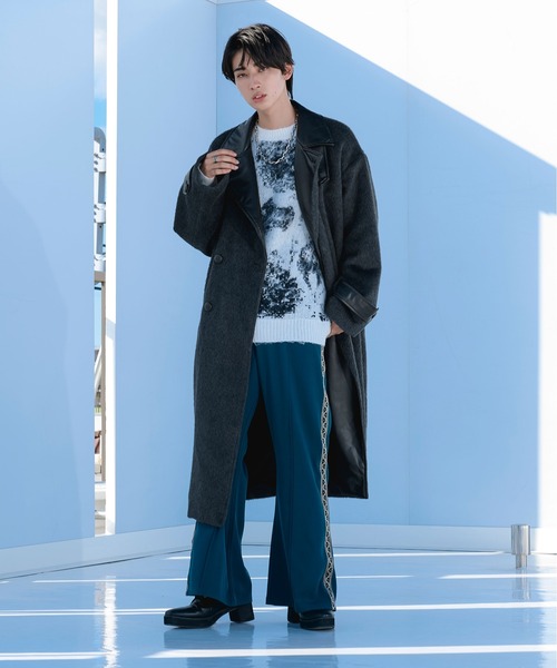 「Ellno Loset」 チェスターコート LARGE ライトグレー メンズ_画像3