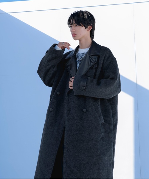 「Ellno Loset」 チェスターコート LARGE ライトグレー メンズ_画像4