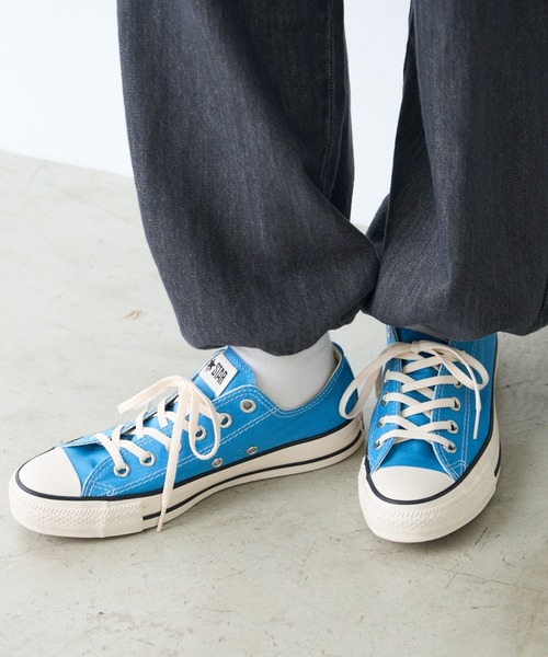 「CONVERSE」 ローカットスニーカー 24.5cm ブルー レディース