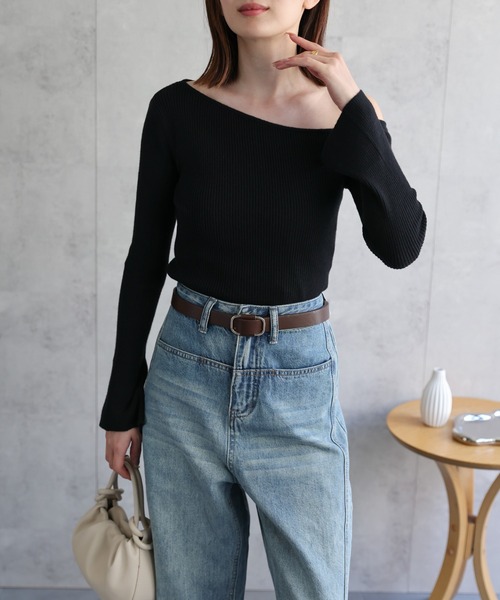 イザベルマラン アシンメトリー ハイゲージニット 黒 38 定価8万 ISABEL MARANT ETOILE (イザベルマランエトワール) 鍵編みニット