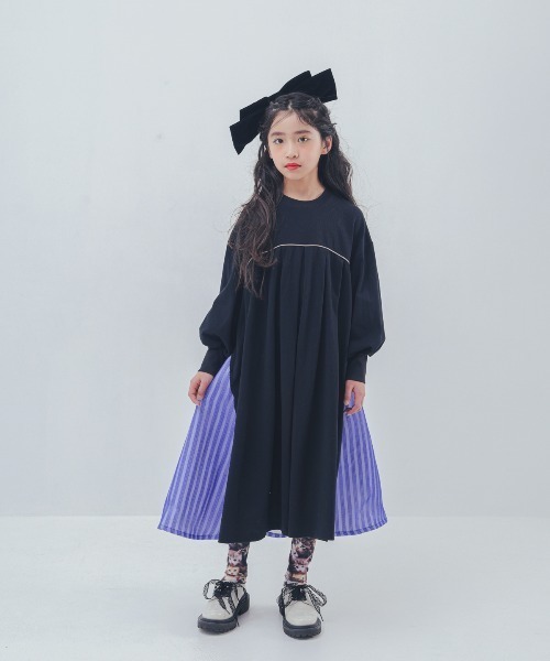 ワンピース パネル配色カラーAラインワンピース キッズ 子供服 女の子 | unica