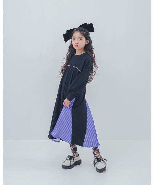 ワンピース パネル配色カラーAラインワンピース キッズ 子供服 女の子 | unica | 04