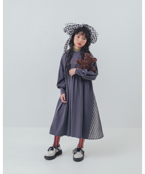 ワンピース パネル配色カラーAラインワンピース キッズ 子供服 女の子 | unica | 10