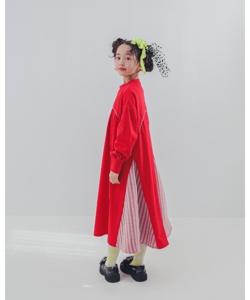 ワンピース パネル配色カラーAラインワンピース キッズ 子供服 女の子 | unica | 21