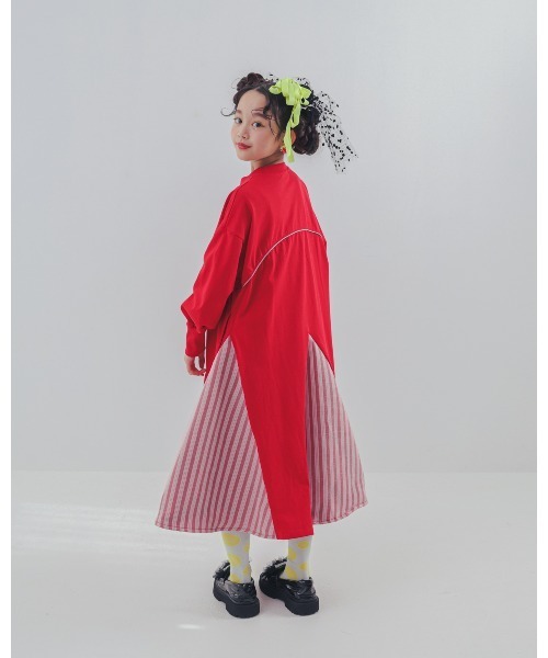 ワンピース パネル配色カラーAラインワンピース キッズ 子供服 女の子 | unica | 22
