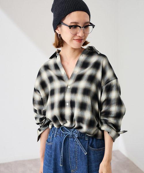 2025 フレームワーク　コットンレーヨンオンブレーチェックシャツ　新品未使用 FRAMeWORK（フレームワーク） ブラウス シャツ コットンレーヨンオン