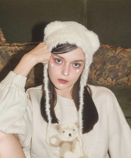 Lovilyn ニット帽 ニットキャップ ふわふわクマちゃんニット帽