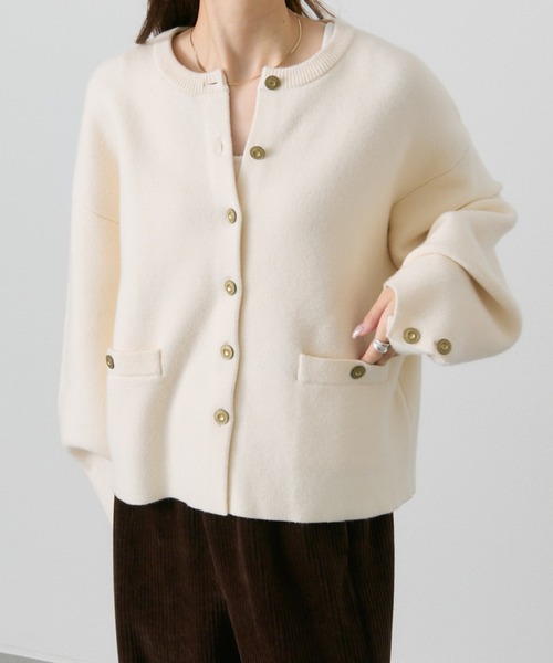 【新品未使用】定価11万円CYCLASリブ編みカーディガン 新品未使用】定価11万円CYCLASリブ編みカーディガン かすり糸使用