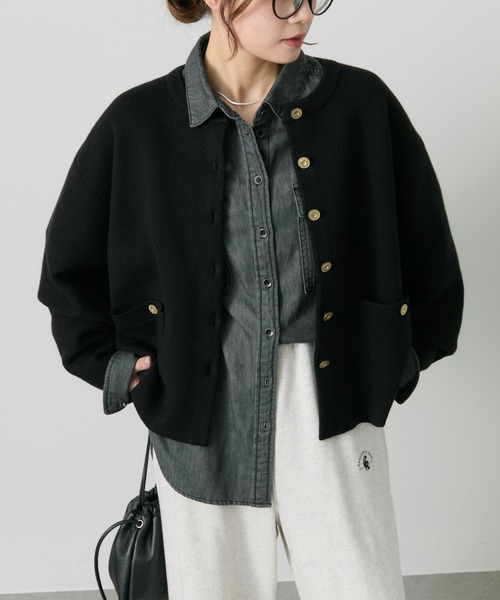 フォルメ FORME 21AW カーディガン ミラノ リブ ニット 1 S 黒 ミラノリブカーディガン | Whim Gazette(ウィム ガゼット)レディース