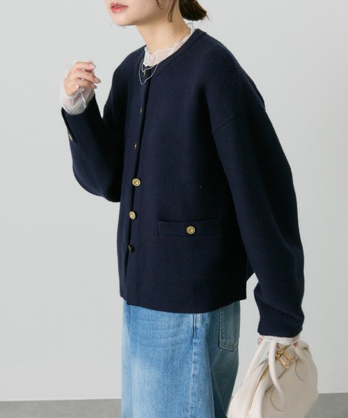 フォルメ FORME 21AW カーディガン ミラノ リブ ニット 1 S 黒 pual ce cin カーディガン ミラノリブニットカーディガン レディース