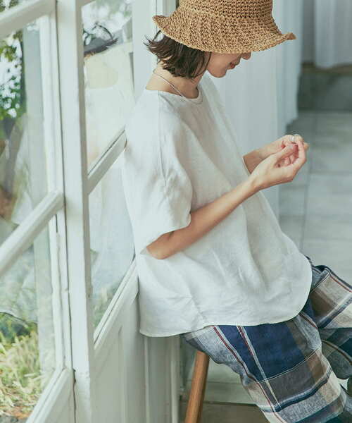 「URBAN RESEARCH DOORS」 半袖ブラウス MEDIUM ネイビー レディース_画像3
