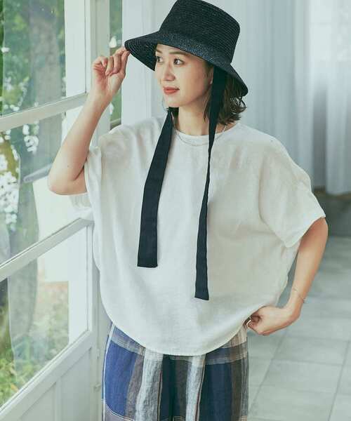 「URBAN RESEARCH DOORS」 半袖ブラウス MEDIUM ネイビー レディース_画像4