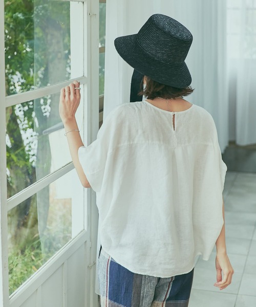 「URBAN RESEARCH DOORS」 半袖ブラウス MEDIUM ネイビー レディース_画像6