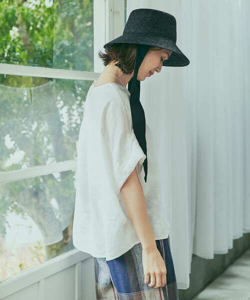 「URBAN RESEARCH DOORS」 半袖ブラウス MEDIUM ネイビー レディース_画像8