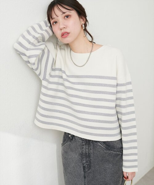 「natural couture」 長袖ニット FREE グレー レディース_画像4