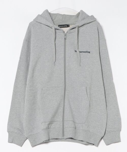 パーカー 「Nevernotworking」 NYモンスターサガラ刺繍 裏毛ZIP