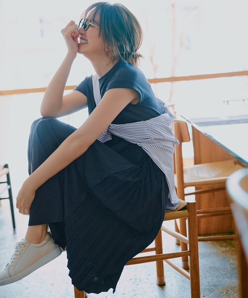 「ANY SIS」 半袖ワンピース 2 ネイビー レディース_画像2