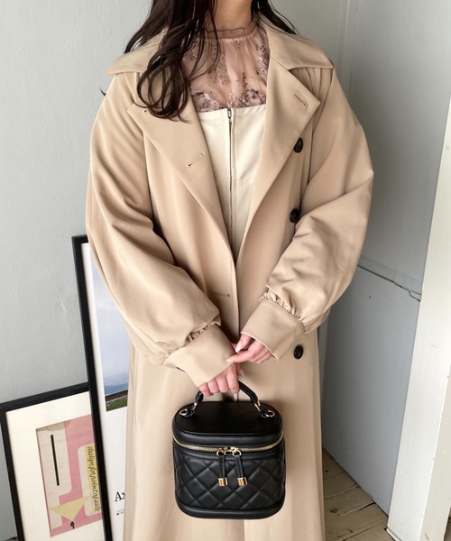 「mysty woman」 トレンチコート SMALL ベージュ レディース_画像4