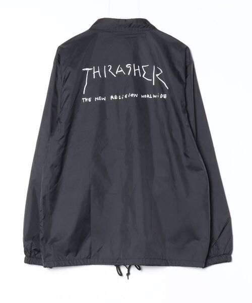 【美品】THRASHER コーチジャケット ブラック THRASHER（スラッシャー） コーチジャケット L ブラック メンズ