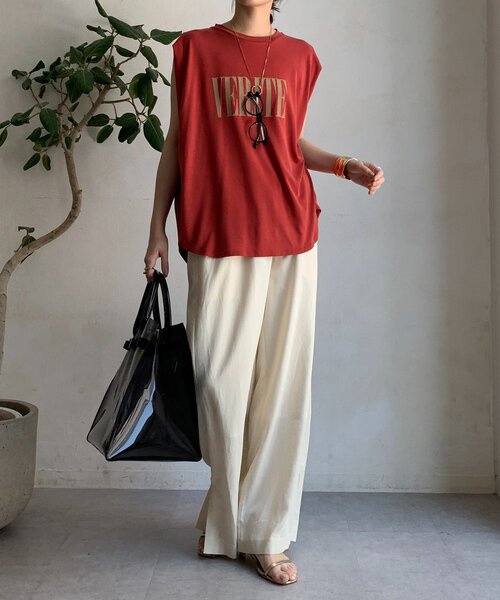 「DouDou」 イージーパンツ FREE ブラウン レディース_画像2