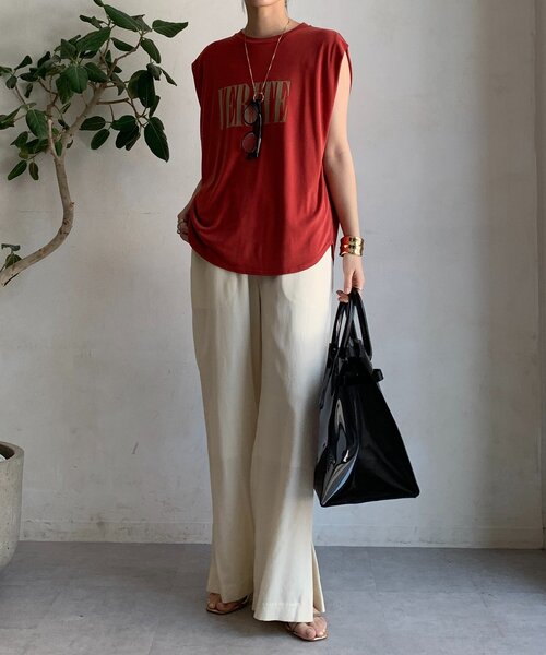 「DouDou」 イージーパンツ FREE ブラウン レディース_画像3