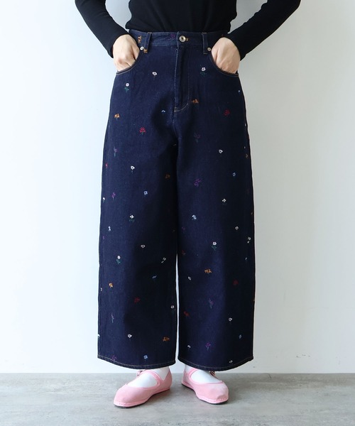 yuni ジーンズ デニム デニムパンツ floral embloidely denim 5pkt