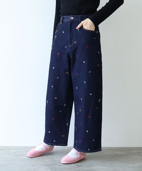 yuni ジーンズ デニム デニムパンツ floral embloidely denim 5pkt