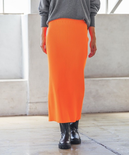 HEREIAM ニットスカート SMALL オレンジ レディース : ZOZOTOWN Yahoo