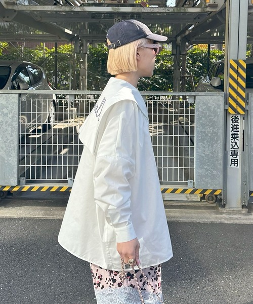 セーラー ラッフル シャツ ホワイト Alley Tokyo ブラウス シャツ 「リバイバル」メッセージセーラーシャツ