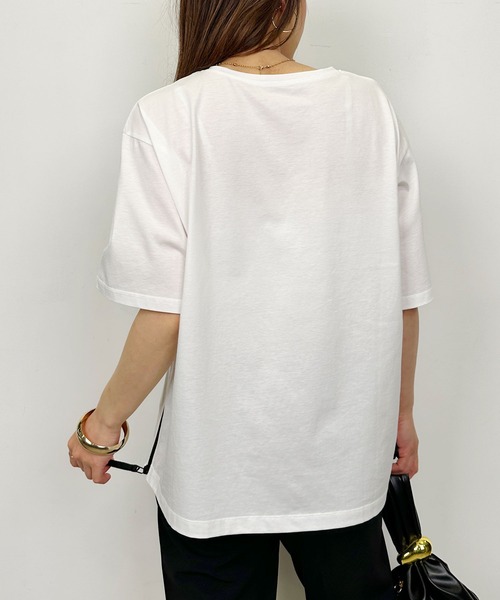 Hogstyle ホワイト Tシャツ ファスナー付き LUGIVA（ルギヴァ） tシャツ サイドファスナーロゴプリントTシャツ