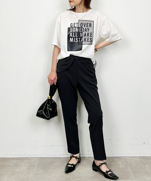 Hogstyle ホワイト Tシャツ ファスナー付き LUGIVA（ルギヴァ） tシャツ サイドファスナーロゴプリントTシャツ