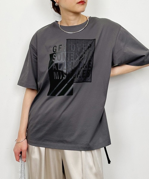 LUGIVA（ルギヴァ） tシャツ 半袖 サイドファスナーロゴプリントT