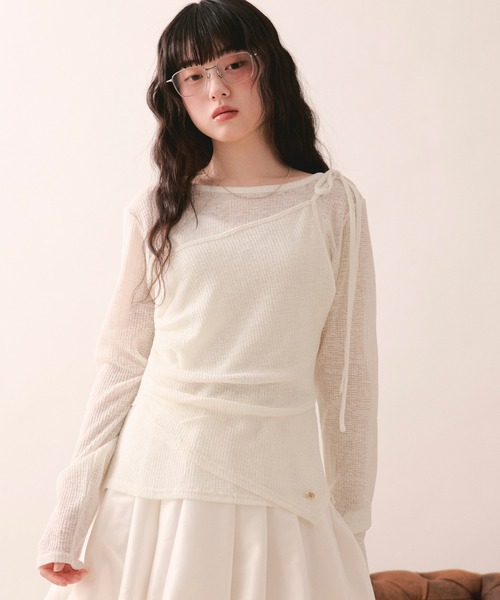 loin nuit tシャツ bustier set long sleeve sheer tops / ビスチェ